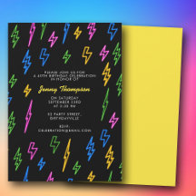 Farbenfrohe 80er Jahre Retro Neon Blitze Geburtsta