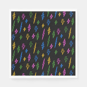 Farbenfrohe 80er Jahre Retro Neon Blitze Muster Serviette