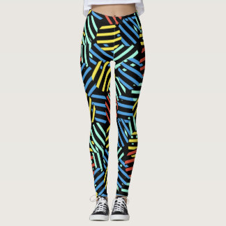 Farbenfrohe 80er Memphis Design Circle Pattern Leggings
