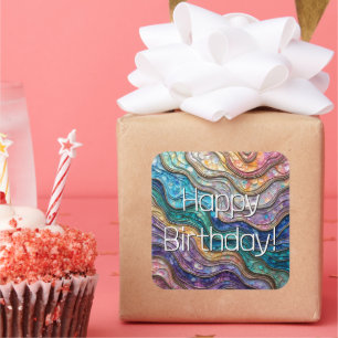 Farbenfrohe Abalone Rippled Waves Quadratischer Aufkleber