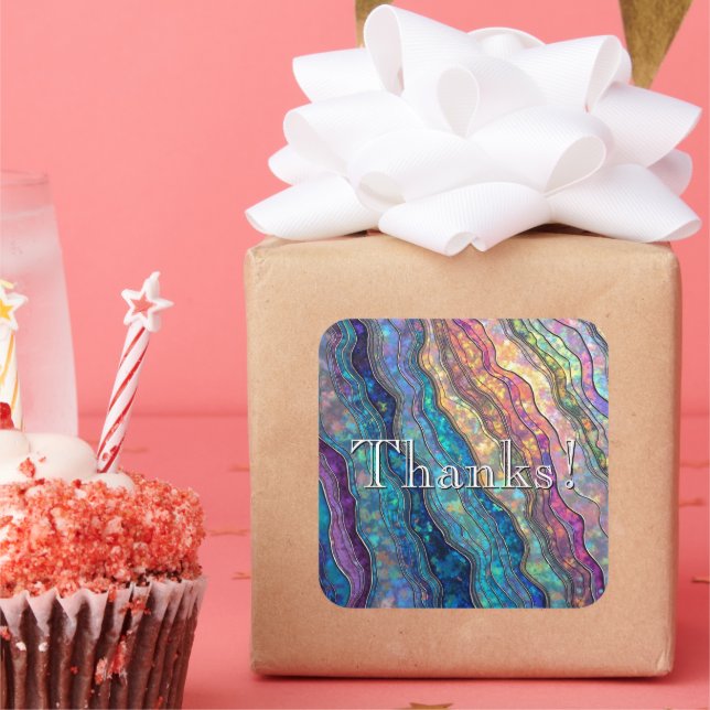 Farbenfrohe Abalone-Ripples Custom Quadratischer Aufkleber (Party)