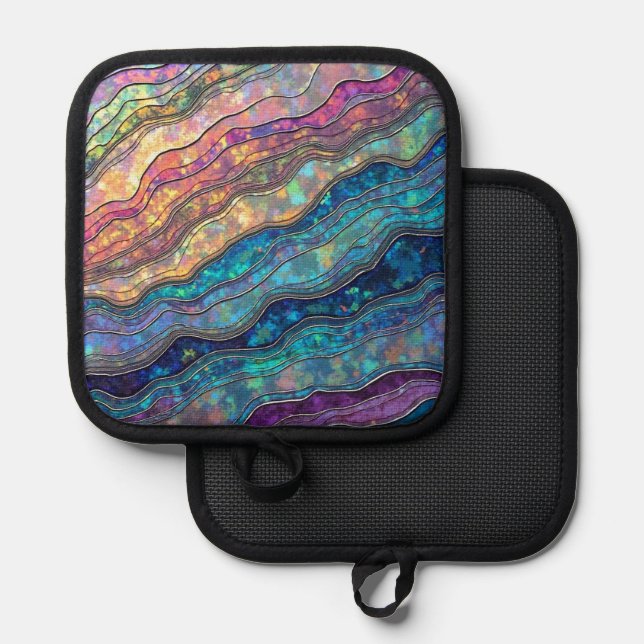 Farbenfrohe Abalone Ripples Topflappen (Vorderseite/Rückseite)