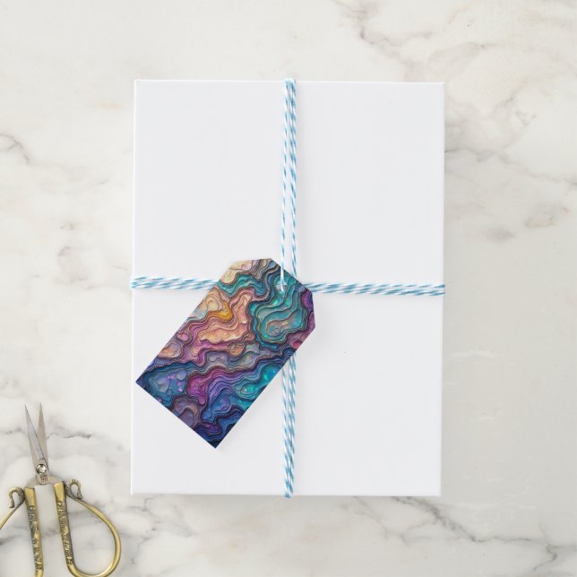 Farbenfrohe Abalone-Wirbel-Geschenkmarke Geschenkanhänger (Mit Garn)