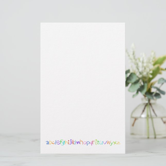 Farbenfrohe ABC Rainbow Crayons Kid's Handwriting Briefpapier (Stehend Vorderseite)