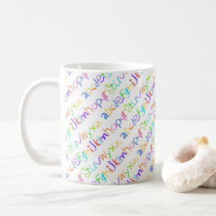 Farbenfrohe ABC Rainbow Crayons Kid's Handwriting Kaffeetasse