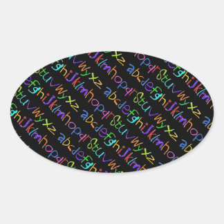 Farbenfrohe ABC Rainbow Crayons Kid's Handwriting Ovaler Aufkleber