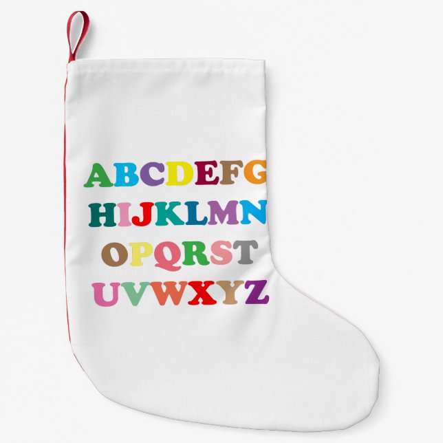 Farbenfrohe ABC-Schrift Kleiner Weihnachtsstrumpf (Vorderseite)