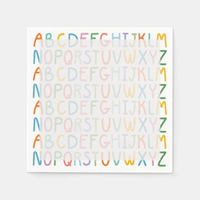 Farbenfrohe ABCs Serviette (Vorderseite)