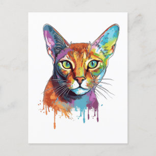 Farbenfrohe Abessinienkatze Postkarte