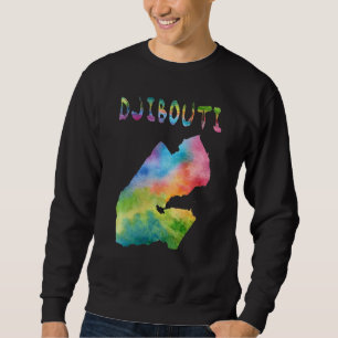 Farbenfrohe Abgeschiedene Dschibuti-Karte mit Aqua Sweatshirt