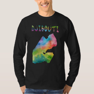 Farbenfrohe Abgeschiedene Dschibuti-Karte mit Aqua T-Shirt