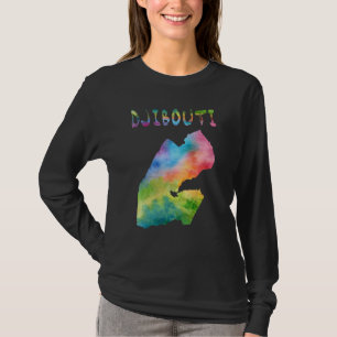 Farbenfrohe Abgeschiedene Dschibuti-Karte mit Aqua T-Shirt