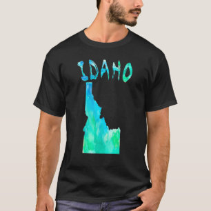 Farbenfrohe Abgeschiedene Idaho Staat Karte Wasser T-Shirt