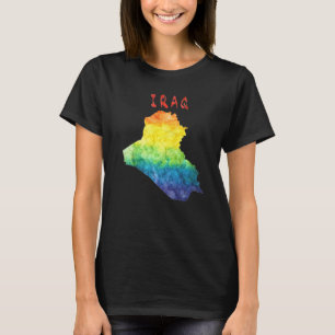 Farbenfrohe Abgeschiedene Irak-Karte in Aquarellfa T-Shirt
