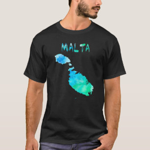 Farbenfrohe Abgeschiedene Karte Maltas in Wasserfa T-Shirt