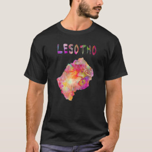 Farbenfrohe Abgeschiedene Lesotho Karte Wasserfarb T-Shirt