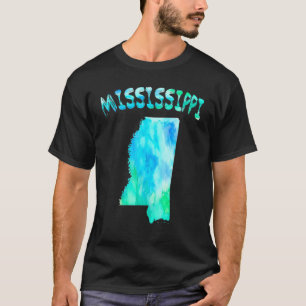 Farbenfrohe Abgeschiedene Mississippi Staat Karte T-Shirt