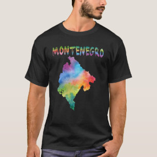 Farbenfrohe Abgeschiedene Montenegro Karte in Aqua T-Shirt