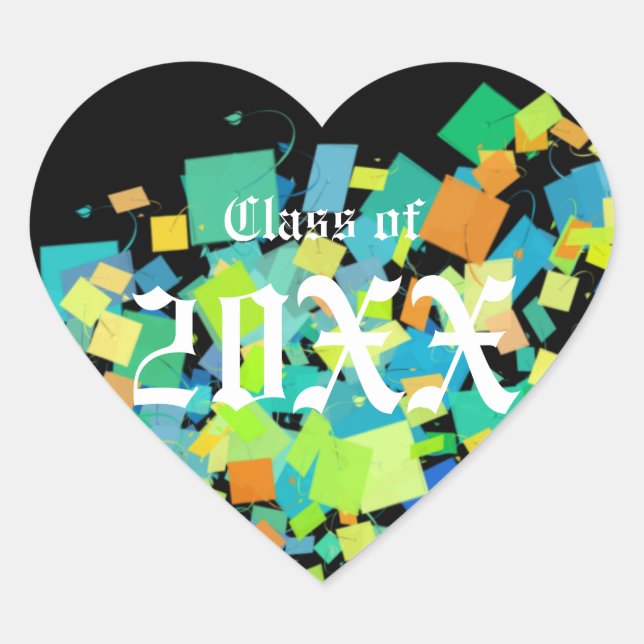 Farbenfrohe Abschluss-Aufkleber Herz-Aufkleber (Vorderseite)