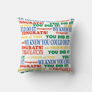 Farbenfrohe Abschluss Word Art Throw Kissen