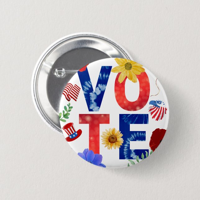 Farbenfrohe Abstimmung Amerikanische Flagge Adler  Button (Vorne & Hinten)