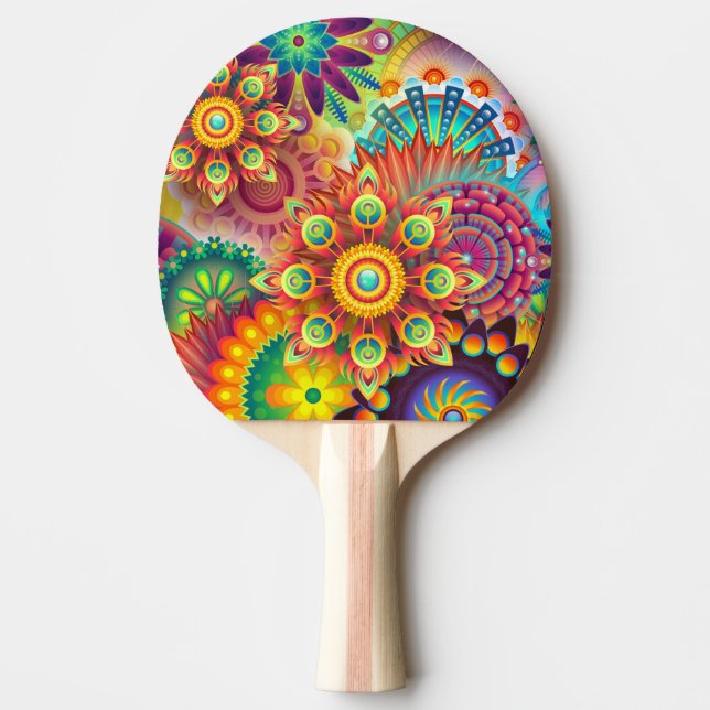 Farbenfrohe Abstrakt Art Ping Pong Paddle Tischtennis Schläger (Vorderseite)
