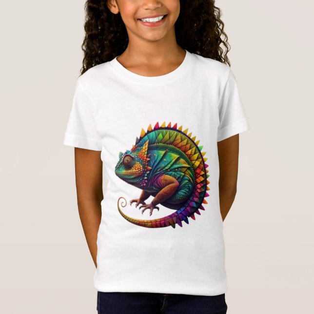 Farbenfrohe Abstrakt Chameleon T-Shirt (Vorderseite)