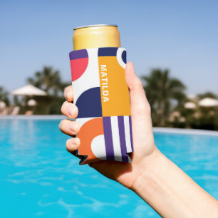 Farbenfrohe Abstrakt geometrische Muster Mongram B Selters Dosenkühler