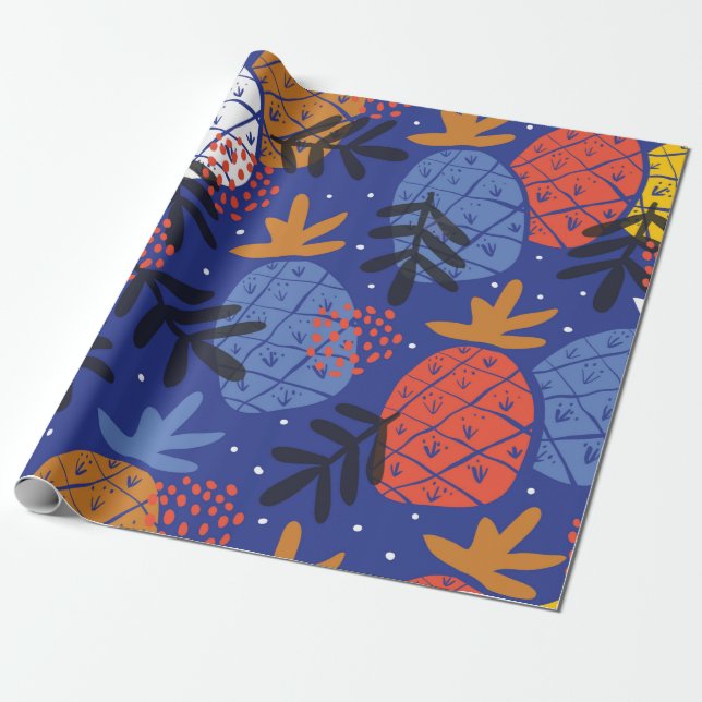 Farbenfrohe abstrakte Ananas und Leder Geschenkpapier (Ungerollt)