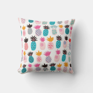 Farbenfrohe abstrakte Ananas und Leder Kissen