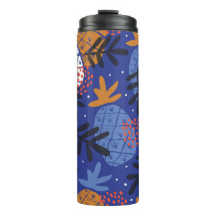 Farbenfrohe abstrakte Ananas und Leder Thermosbecher