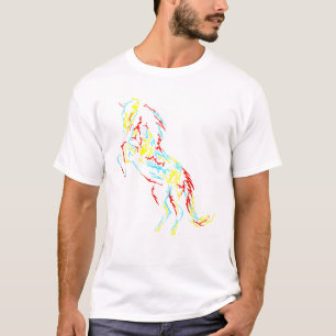 Farbenfrohe Abstrakte Art Reiten Funny Horses Shir T-Shirt
