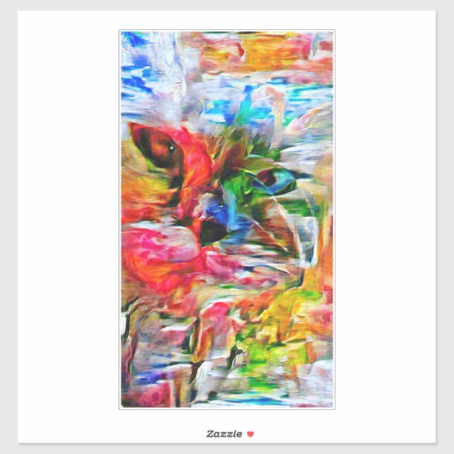 Farbenfrohe Abstrakte Ausdrucksform Cat Art Print Aufkleber (Blatt)