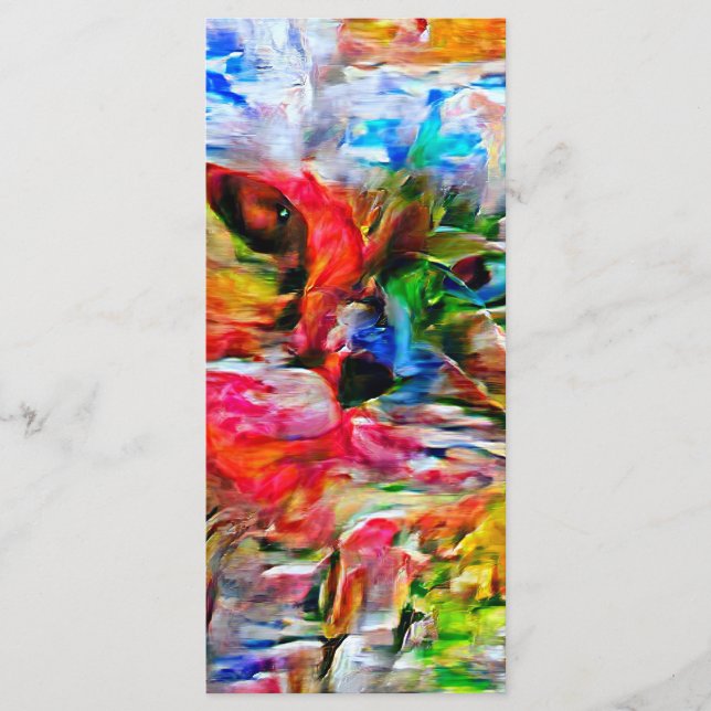 Farbenfrohe Abstrakte Ausdrucksform Cat Art Print Menükarte (Vorderseite)