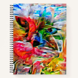 Farbenfrohe Abstrakte Ausdrucksform Cat Art Print Notizbuch