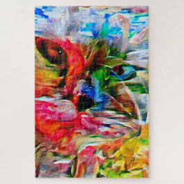 Farbenfrohe Abstrakte Ausdrucksform Cat Art Print Puzzle