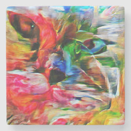 Farbenfrohe Abstrakte Ausdrucksform Cat Art Print Steinuntersetzer