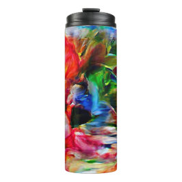 Farbenfrohe Abstrakte Ausdrucksform Cat Art Print Thermosbecher