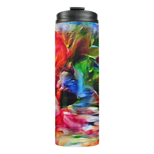 Farbenfrohe Abstrakte Ausdrucksform Cat Art Print Thermosbecher (Vorderseite)