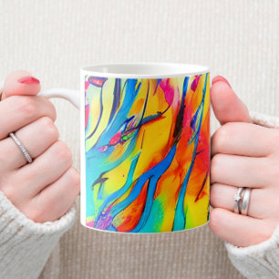Farbenfrohe Abstrakte blaue gelbe Grafik Kaffeetasse