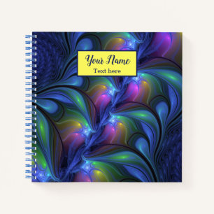 Farbenfrohe Abstrakte blaurosa grüne Fraktal Kunst Notizbuch