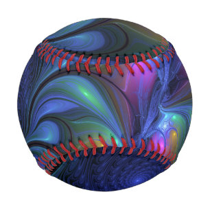 Farbenfrohe Abstrakte blaurosa grünes Fraktal Baseball