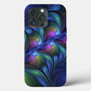 Farbenfrohe Abstrakte blaurosa grünes Fraktal Case-Mate iPhone Hülle
