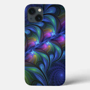 Farbenfrohe Abstrakte blaurosa grünes Fraktal Case-Mate iPhone Hülle