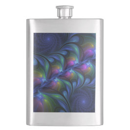 Farbenfrohe Abstrakte blaurosa grünes Fraktal Flachmann