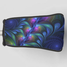 Farbenfrohe Abstrakte blaurosa grünes Fraktal Golf Headcover