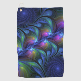 Farbenfrohe Abstrakte blaurosa grünes Fraktal Golfhandtuch