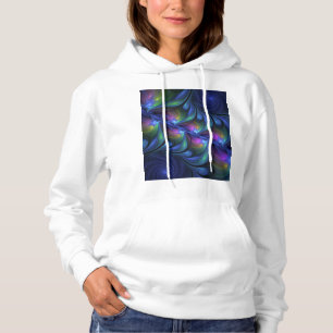 Farbenfrohe Abstrakte blaurosa grünes Fraktal Hoodie