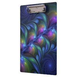 Farbenfrohe Abstrakte blaurosa grünes Fraktal Klemmbrett