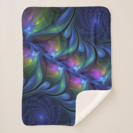 Farbenfrohe Abstrakte blaurosa grünes Fraktal Sherpadecke